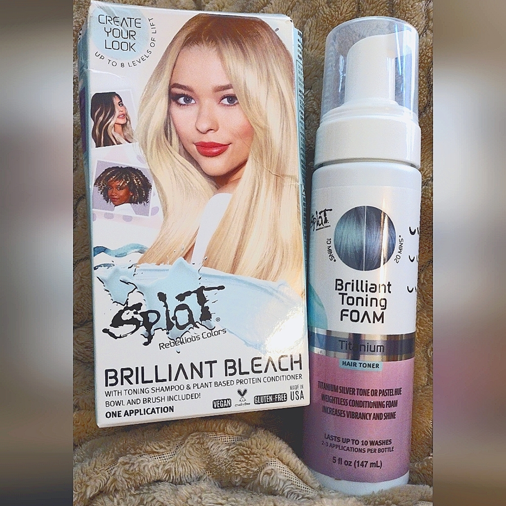 NIB Splat Brilliant Bleach kit and Brilliant Toning Foam in Titanium